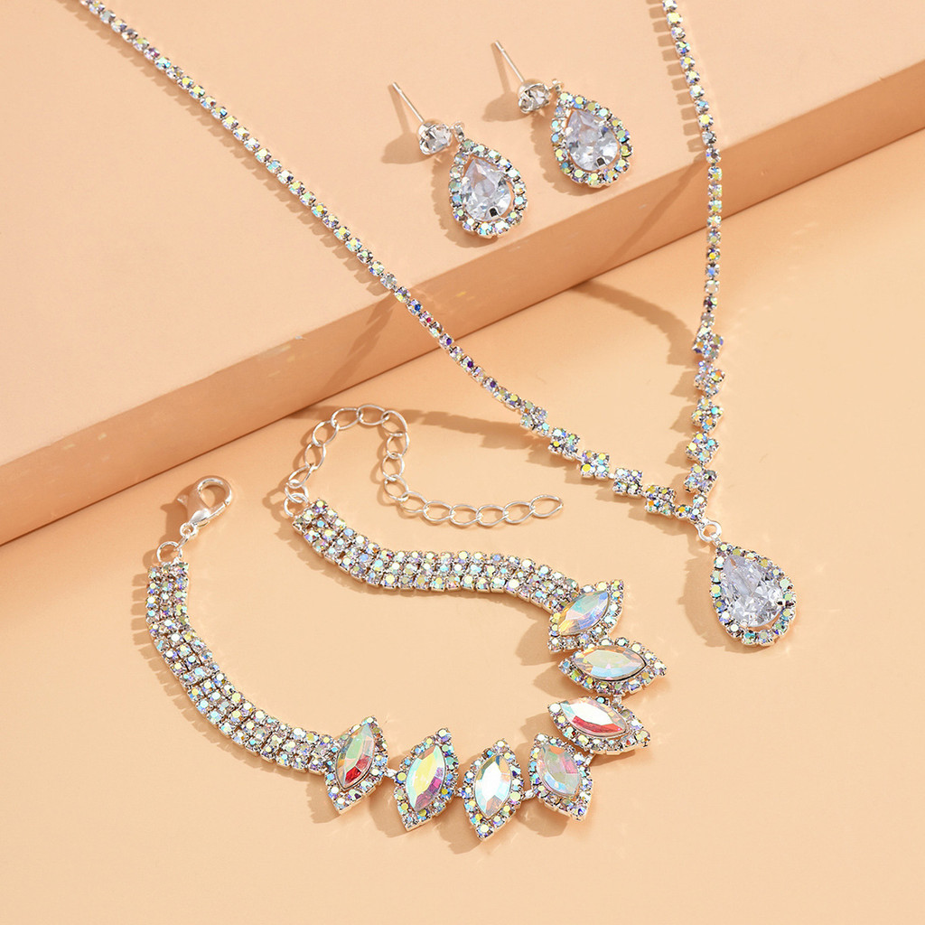 Conjunto feminino de colar, pulseira e brincos